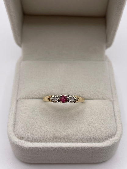 9ct gold ruby and diamond ring