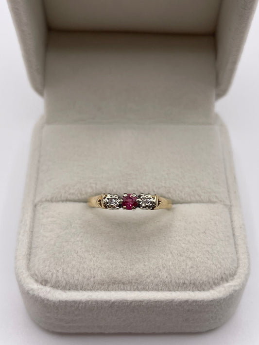 9ct gold ruby and diamond ring