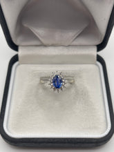 Load image into Gallery viewer, 9ct white gold sapphire and zircon ring
