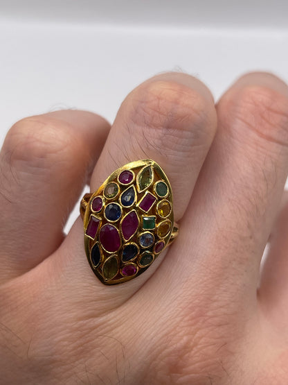 18ct gold mult gemstone cluster ring
