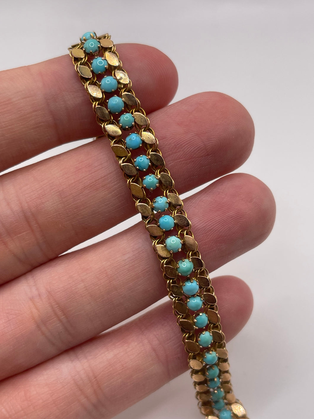14ct rose gold turquoise bracelet