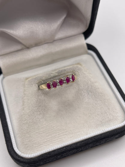 9ct gold ruby and diamond ring