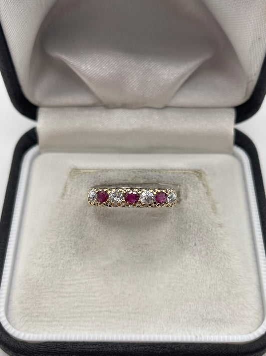 9ct gold ruby and cz ring