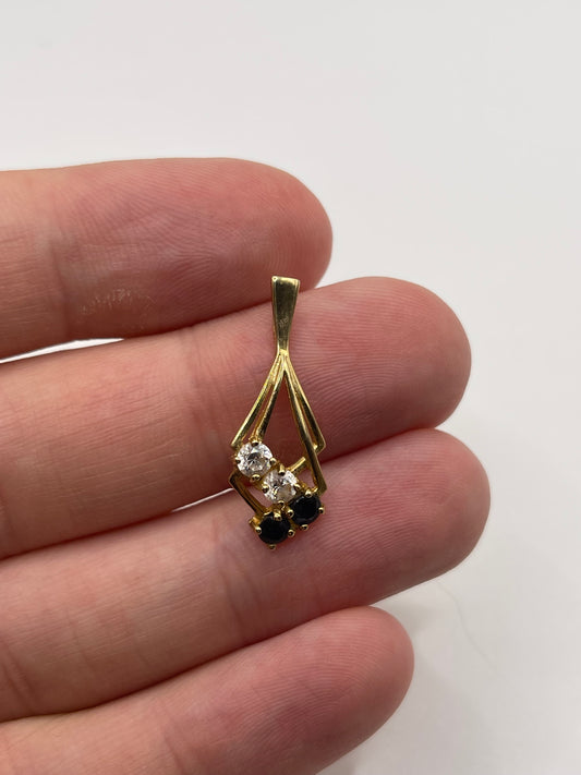 9ct gold sapphire and cz pendant