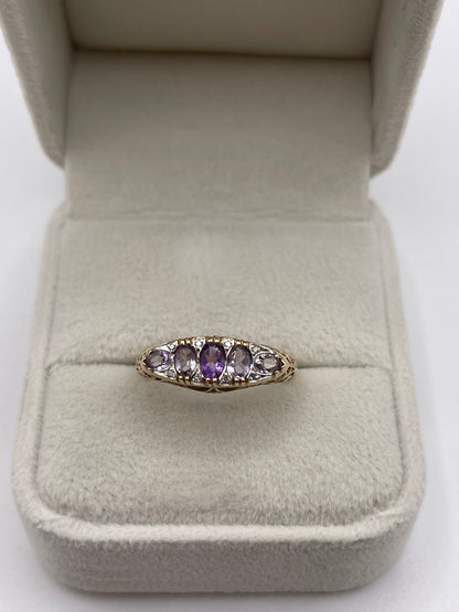 9ct gold amethyst and diamond ring