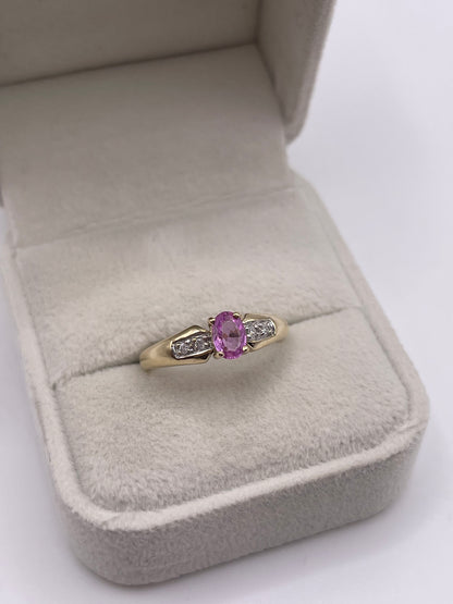 9ct gold pink sapphire and diamond ring