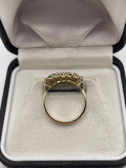 9ct gold emerald and cz ring