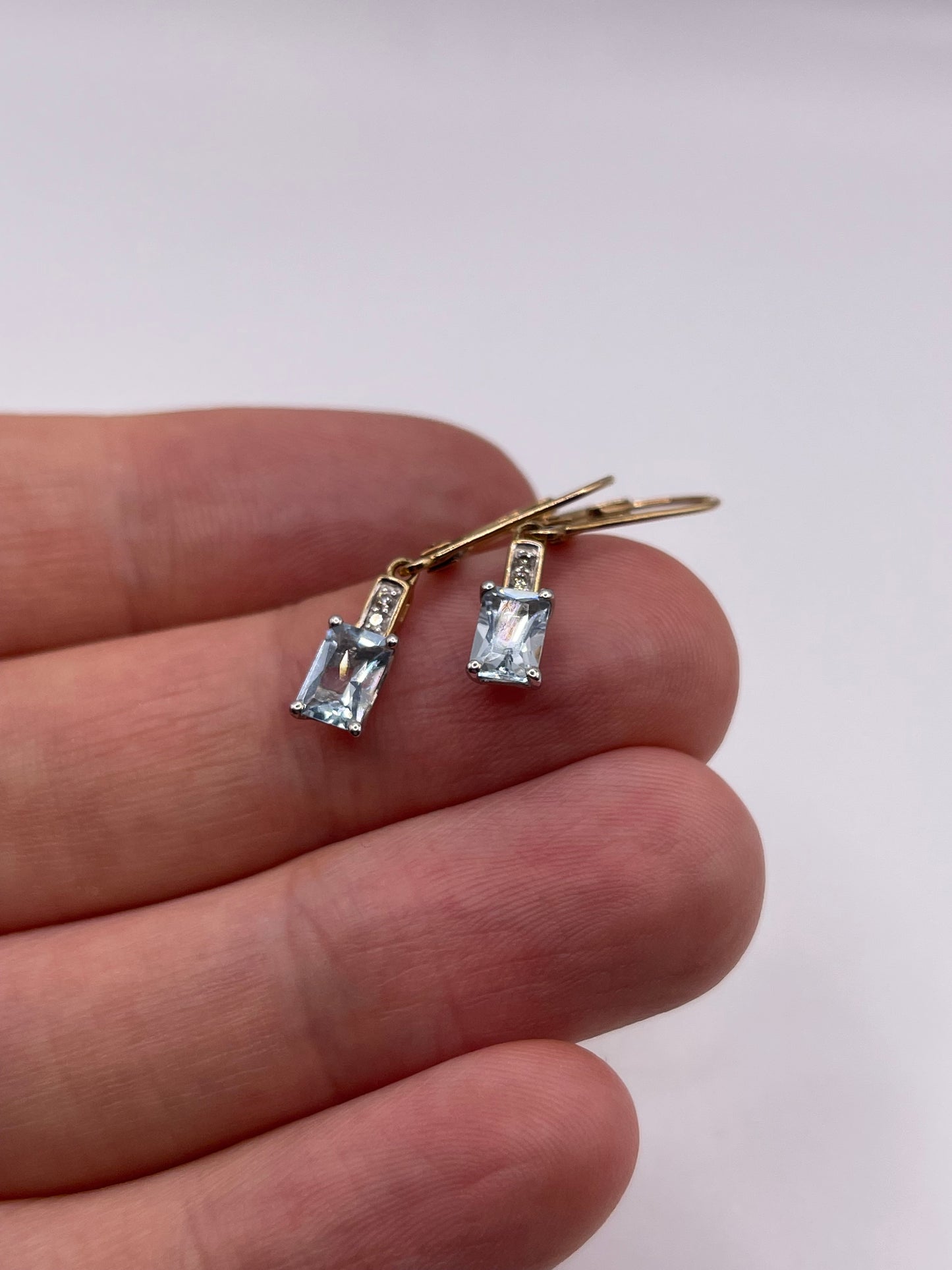 9ct gold aquamarine and diamond earrings