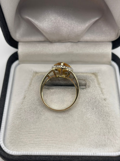 9ct gold citrine and diamond ring
