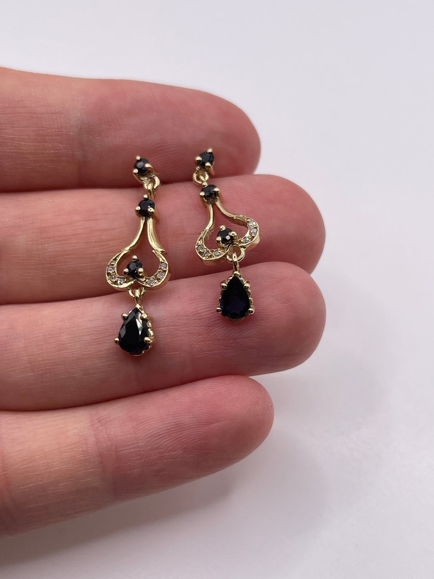 9ct gold sapphire and diamond earrings