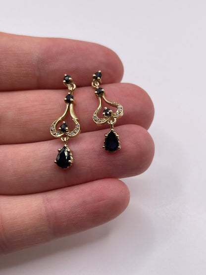 9ct gold sapphire and diamond earrings