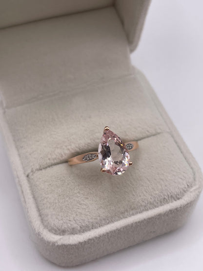 9ct rose gold morganite and diamond ring