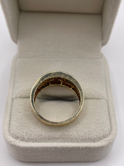9ct gold ruby, sapphire, emerald and diamond ring
