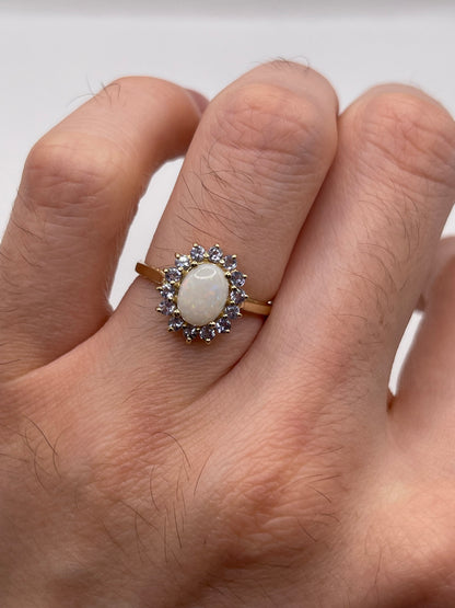 9ct gold opal and tanzanite ring