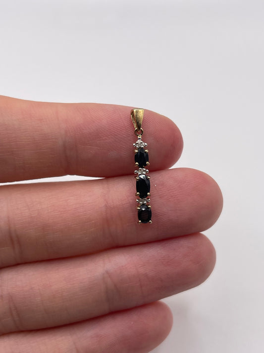 9ct gold sapphire and diamond pendant