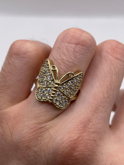 9ct gold cz cluster butterfly ring
