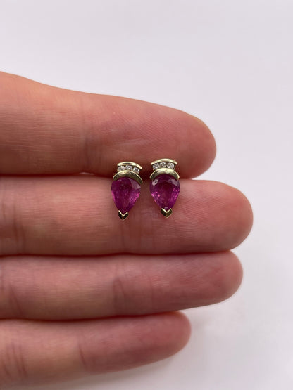9ct gold ruby and diamond earrings
