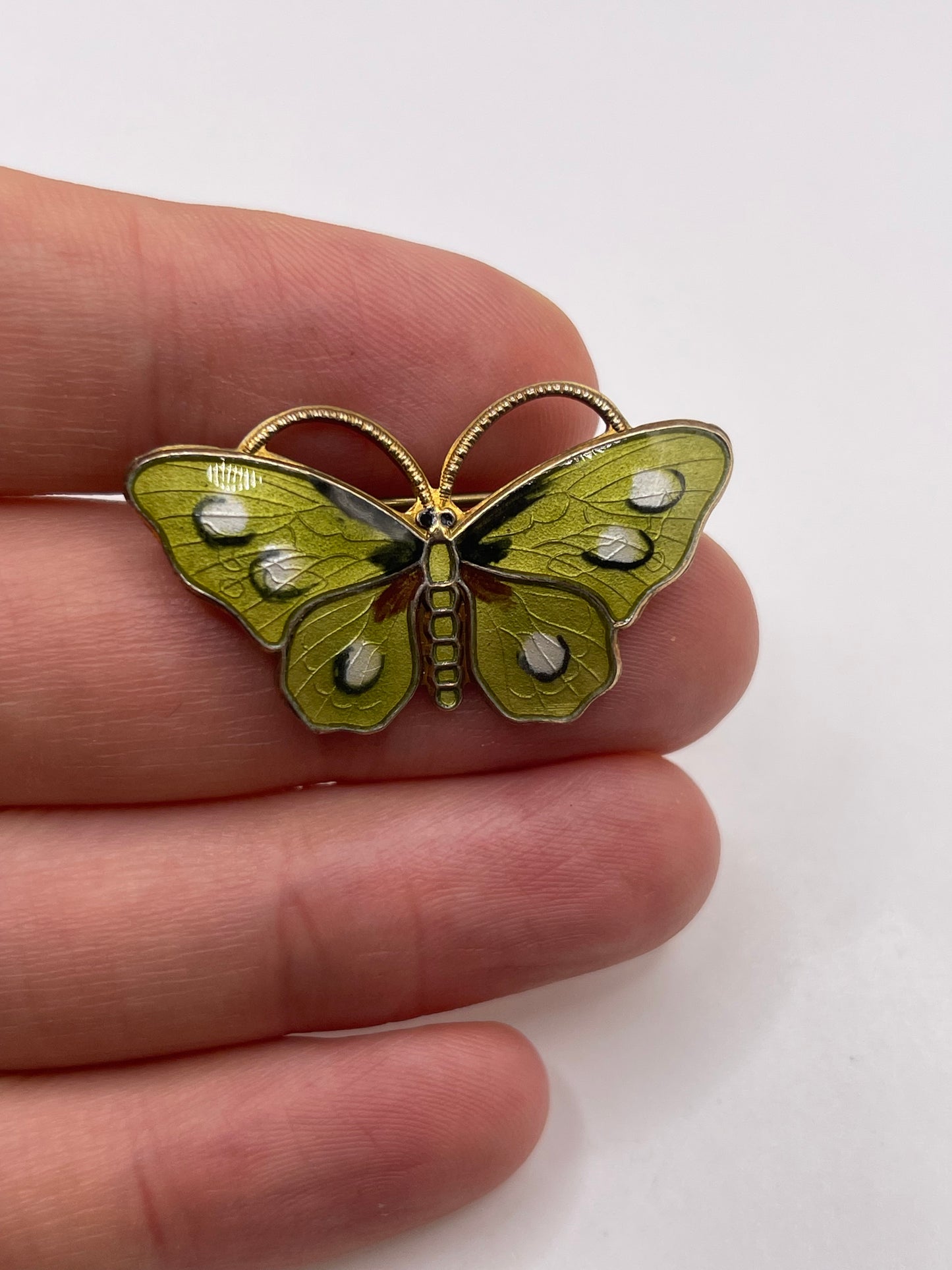 Norwegian silver and enamel butterfly brooch