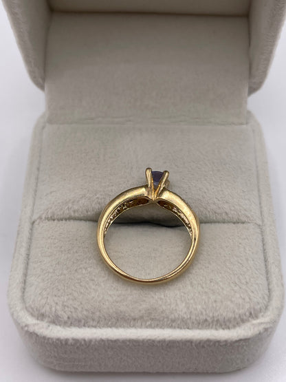 9ct gold tanzanite and diamond ring