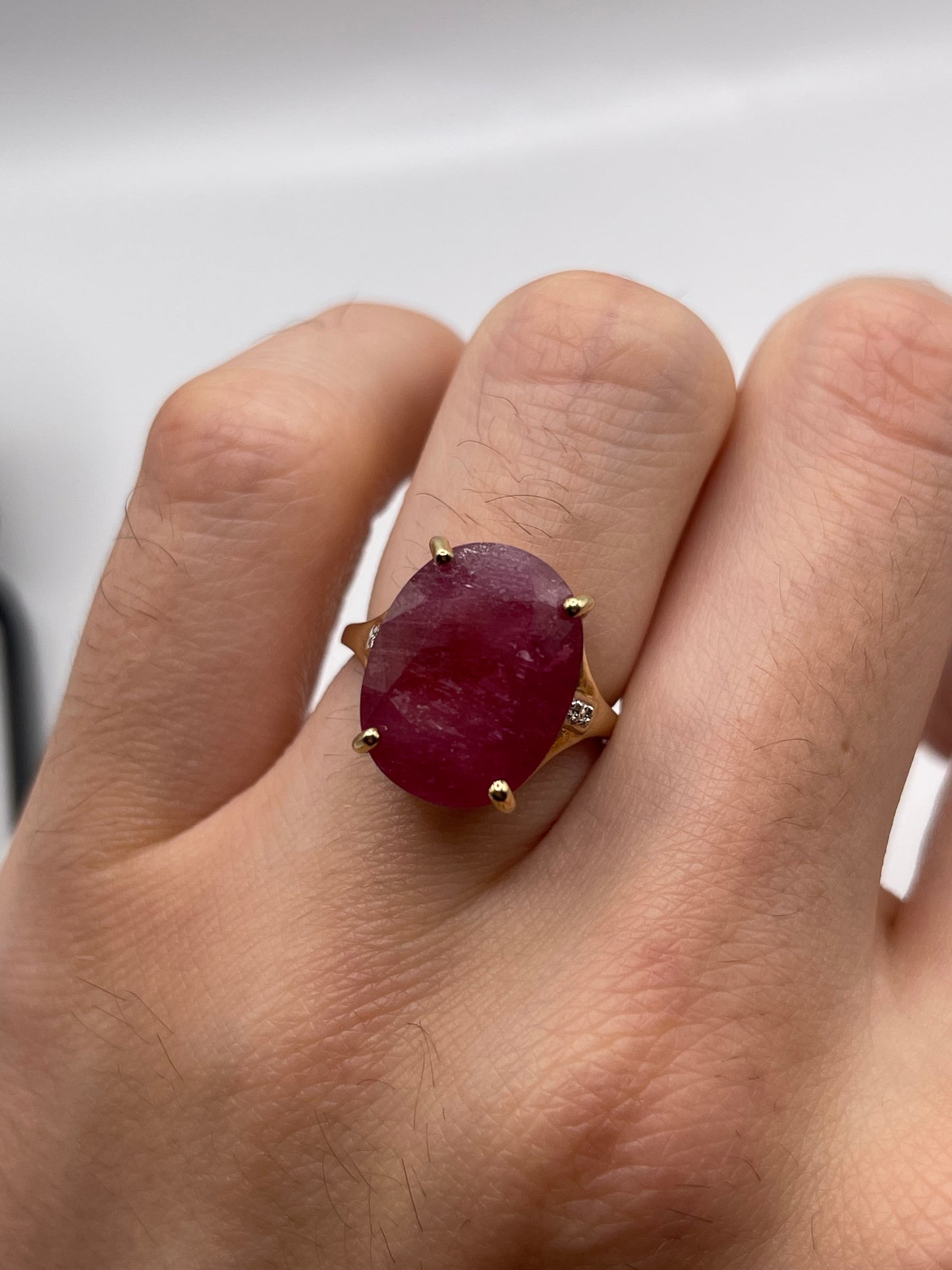 9ct gold ruby and diamond ring