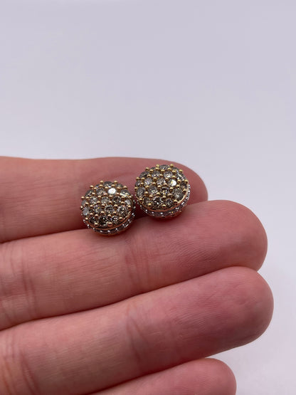 9ct gold diamond cluster earrings