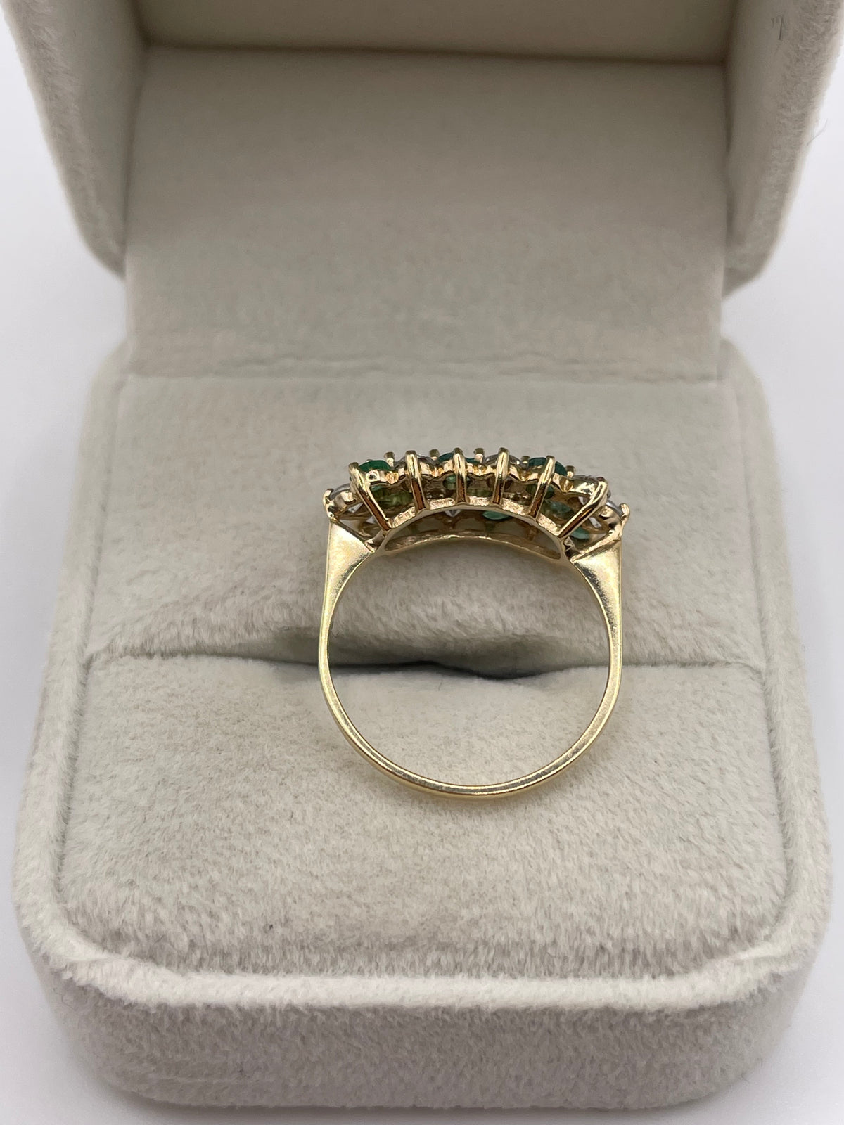 9ct gold emerald and cz ring