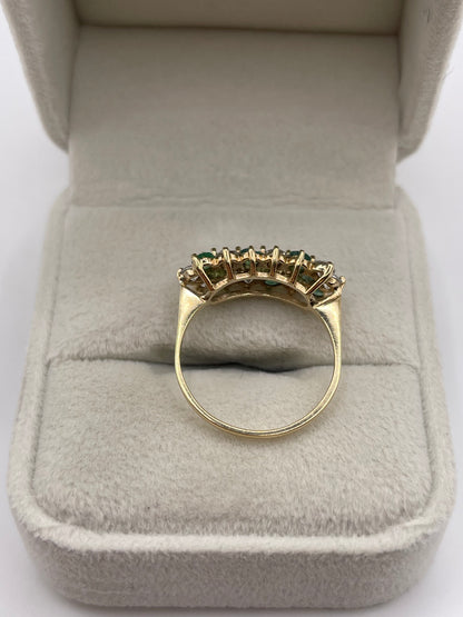 9ct gold emerald and cz ring