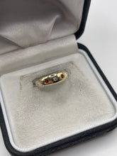 Load image into Gallery viewer, 9ct gold garnet and diamond gypsy ring
