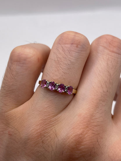 9ct gold pink sapphire and diamond ring