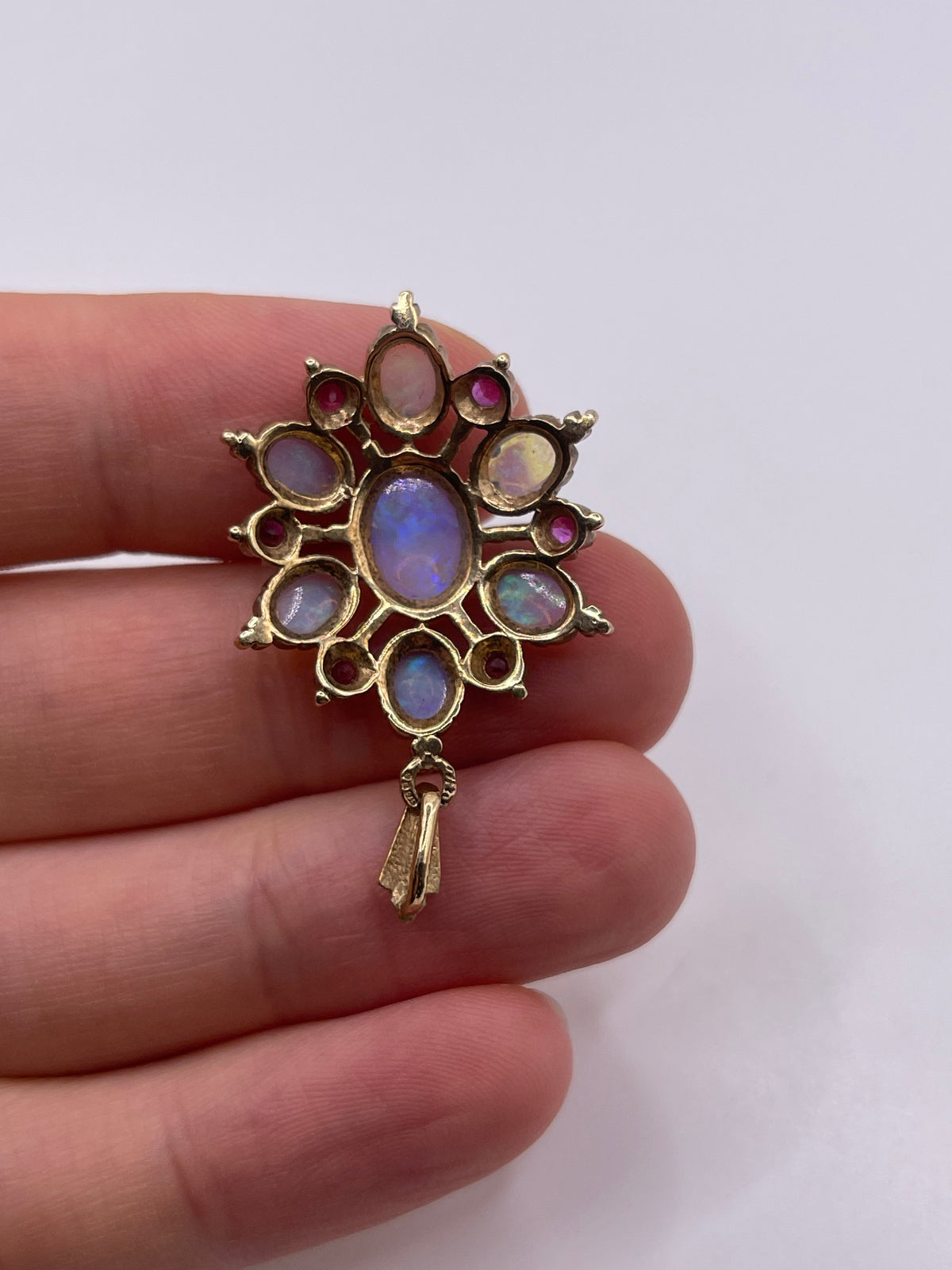 9ct gold opal and ruby pendant