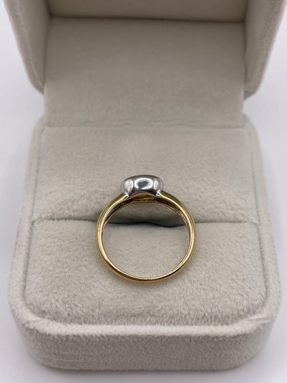 9ct two tone gold aquamarine ring