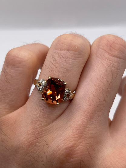 9ct gold tourmaline and diamond ring
