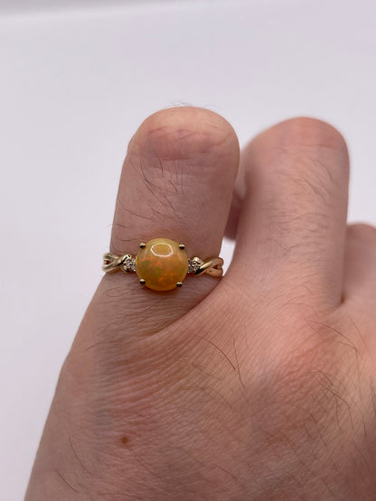 9ct gold opal and diamond ring
