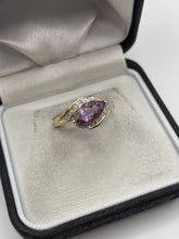 Load image into Gallery viewer, 9ct gold amethyst and diamond ring
