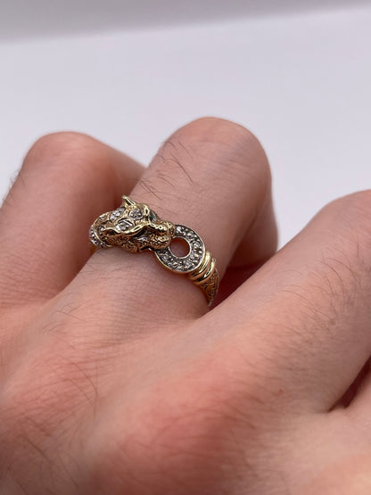 9ct gold emerald and diamond panther ring