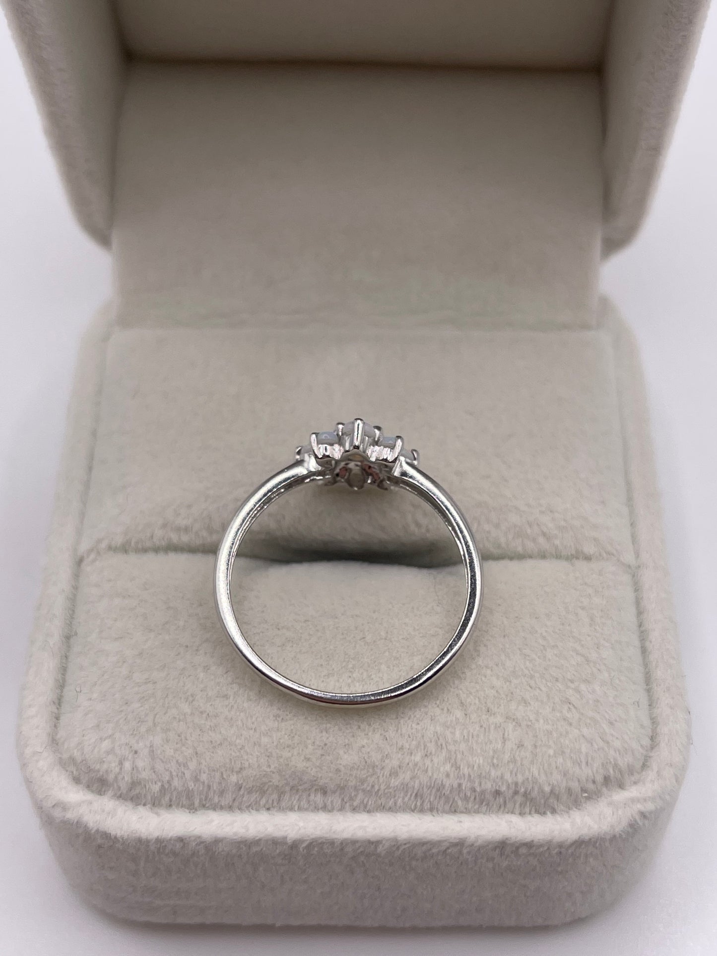 9ct white gold opal cluster ring