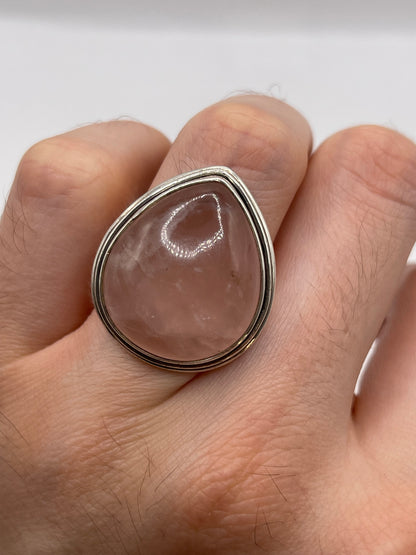 Silver rose quartz ring