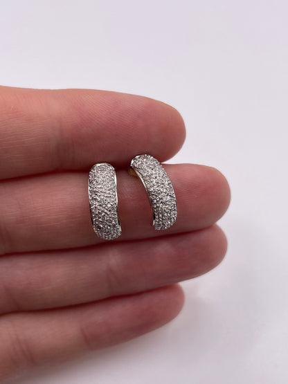 9ct gold diamond cluster earrings