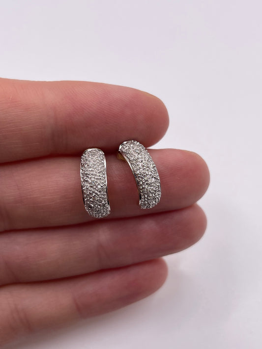 9ct gold diamond cluster earrings