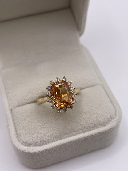 18ct gold imperial topaz and diamond ring