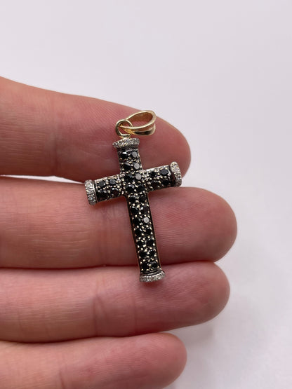 9ct gold diamond cross pendant