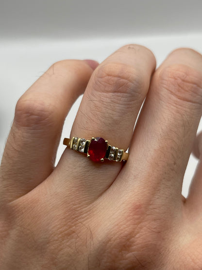 9ct gold ruby and zircon ring