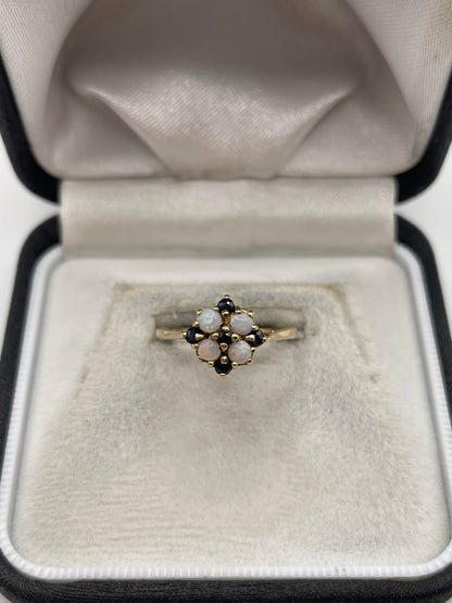9ct gold opal and sapphire ring
