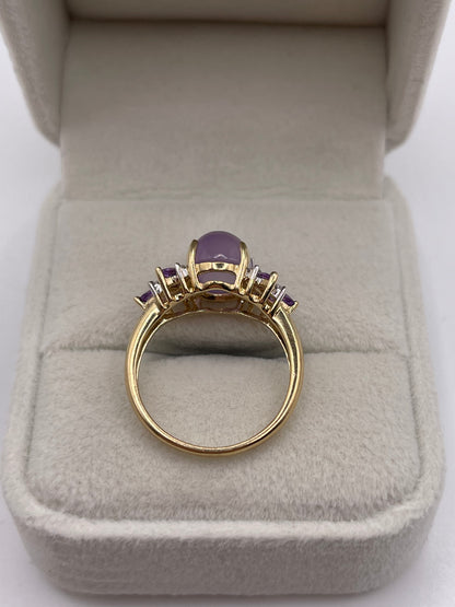 9ct gold quartz, amethyst and diamond ring