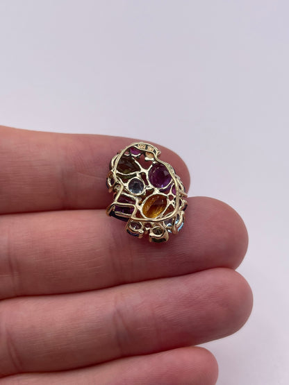 9ct gold multi gemstone pendant