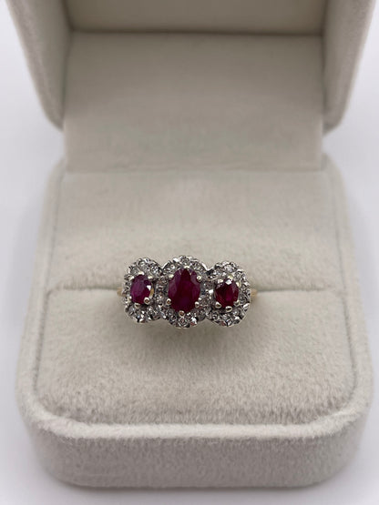 9ct gold ruby and diamond ring