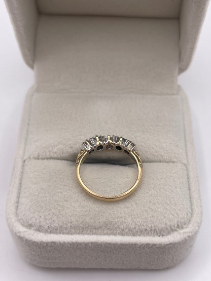 9ct gold emerald and cz ring