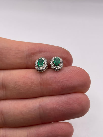 9ct gold emerald and diamond earrings