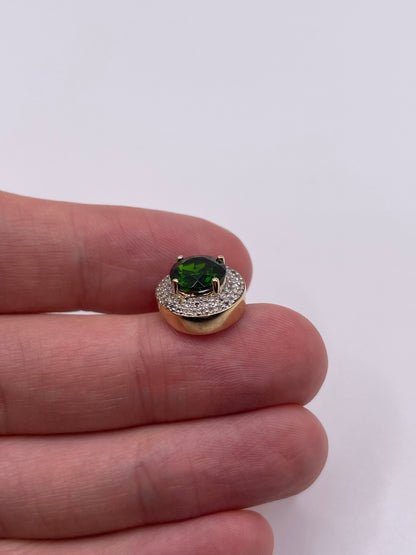 9ct gold diopside and zircon pendant