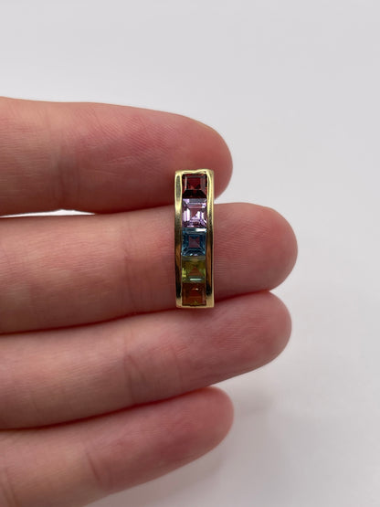 9ct gold multi gemstone pendant